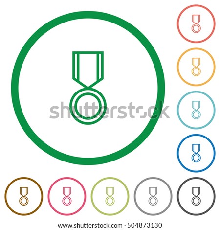 Medal flat color icons in round outlines