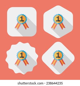 medal flat icon with long shadow, eps10