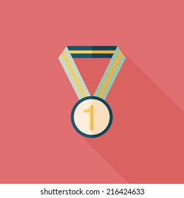 medal flat icon with long shadow,eps10