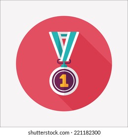 medal flat icon with long shadow,eps10