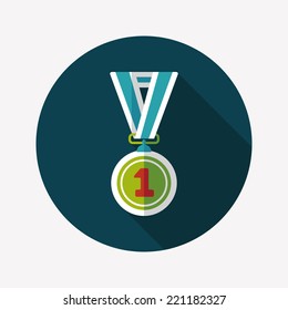 medal flat icon with long shadow,eps10