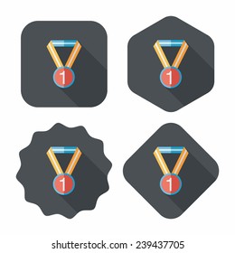 medal flat icon with long shadow,eps10