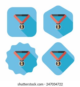 medal flat icon with long shadow,eps10