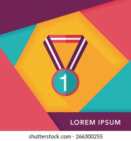 medal flat icon with long shadow,eps10