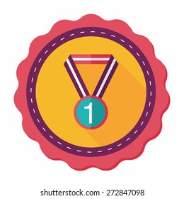 medal flat icon with long shadow,eps10