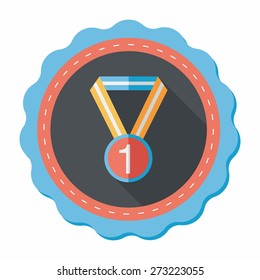 medal flat icon with long shadow,eps10