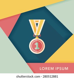 medal flat icon with long shadow,eps10