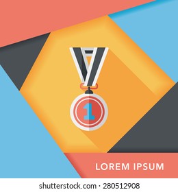 medal flat icon with long shadow,eps10