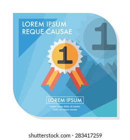 medal flat icon with long shadow,eps10