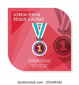 medal flat icon with long shadow,eps10