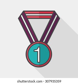 medal flat icon with long shadow,eps10