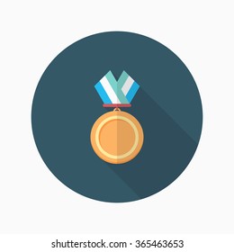 Medal flat  icon with long shadow,eps10