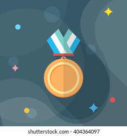 Medal flat  icon with long shadow,eps10