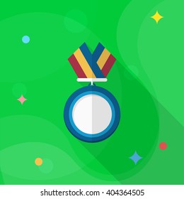 Medal flat  icon with long shadow,eps10