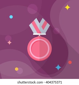 Medal flat  icon with long shadow,eps10