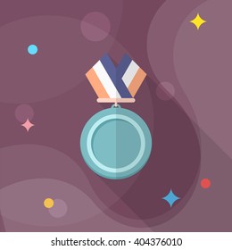 Medal flat  icon with long shadow,eps10