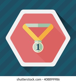 medal flat icon with long shadow,eps10