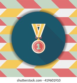 medal flat icon with long shadow,eps10
