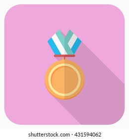 Medal flat  icon with long shadow,eps10