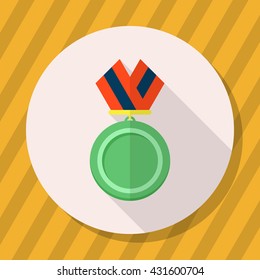 Medal flat  icon with long shadow,eps10