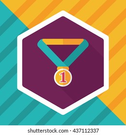 medal flat icon with long shadow,eps10
