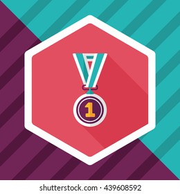 medal flat icon with long shadow,eps10