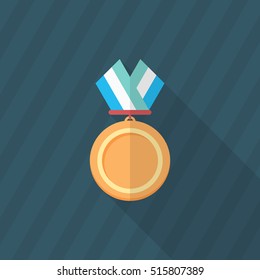 Medal flat  icon with long shadow,eps10