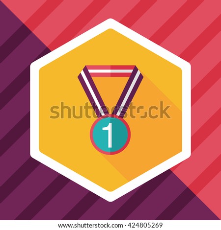 medal flat icon with long shadow,eps10