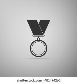 Medal flat icon on grey background. Vector Illustration