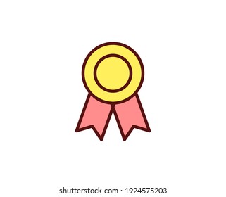 Medal flat icon. Thin line signs for design logo, visit card, etc. Single high-quality outline symbol for web design or mobile app. Marketing outline pictogram.
