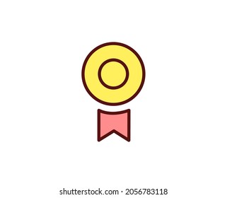Medal flat icon. Thin line signs for design logo, visit card, etc. Single high-quality outline symbol for web design or mobile app. Marketing outline pictogram.