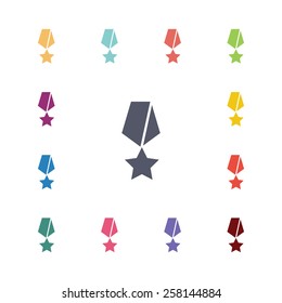 medal flat icons set. Open colorful buttons 
