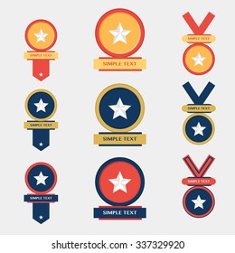 Medal flat icons set, vector illustration