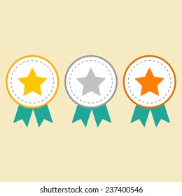 Medal flat Icons. Vector set for your design. 