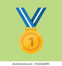 Ilustración vectorial plana de la medalla aislada en fondo verde