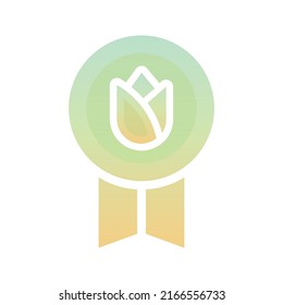 icono de plantilla de diseño de degradado del logotipo de flor de medalla