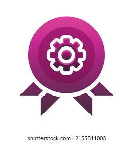 icono de plantilla de diseño de logotipo gradiente de engranajes de medalla