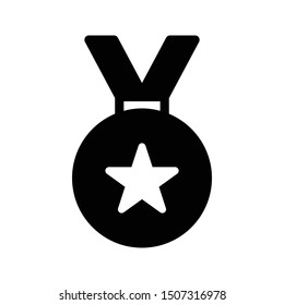 medal glyph flat vector icon