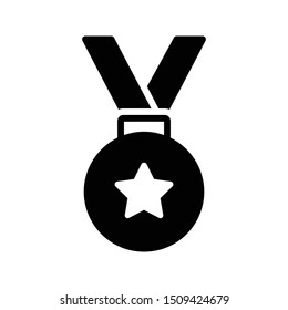 medal glyph flat vector icon