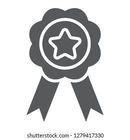 Medal glyph icon, sport and prize, award sign, vector graphics, a solid pattern on a white background, eps 10.