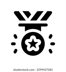 medal glyph icon. Strong and solid vector icon for websites, mobile interfaces, presentations, and visual branding. High quality and easy to edit.
