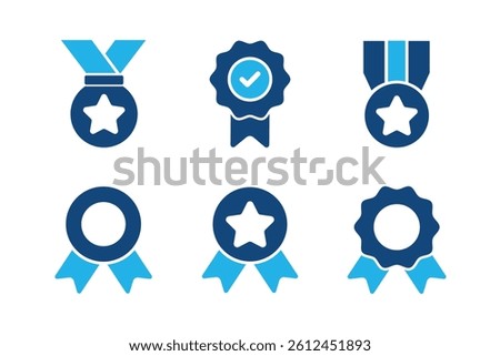 Medal glyph solid icons isolated on white background