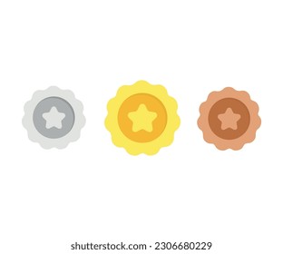 Medal, Gold medal icon logo design. Award badge. First place. Achievement or award grant. Symbol of victory. Reward badge vector design and illustration.
