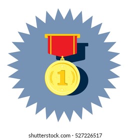 Medal of gold with number one vector