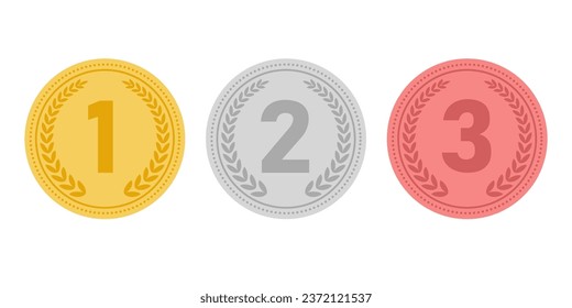 Medal. Gold, Silver and Bronze Medals. Sport Winner Medal. Champion and Winning Concept. Vector Illustration.