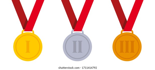 Medalla - juego de oro, plata y bronce. Ilustración del vector