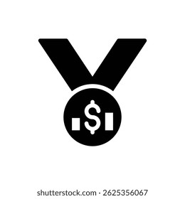 Medalha com Gráfico e Dólar Simbolizando Realização Financeira e Sucesso