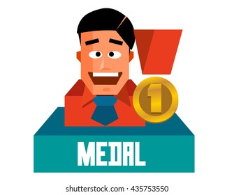 Medal graphic. Flat vector illustration.