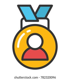 A medal having a person’s image in it showing best employee