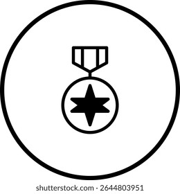 Ícone da Medalha de Honra Simbolizando Realização e Reconhecimento em Fundo Branco
